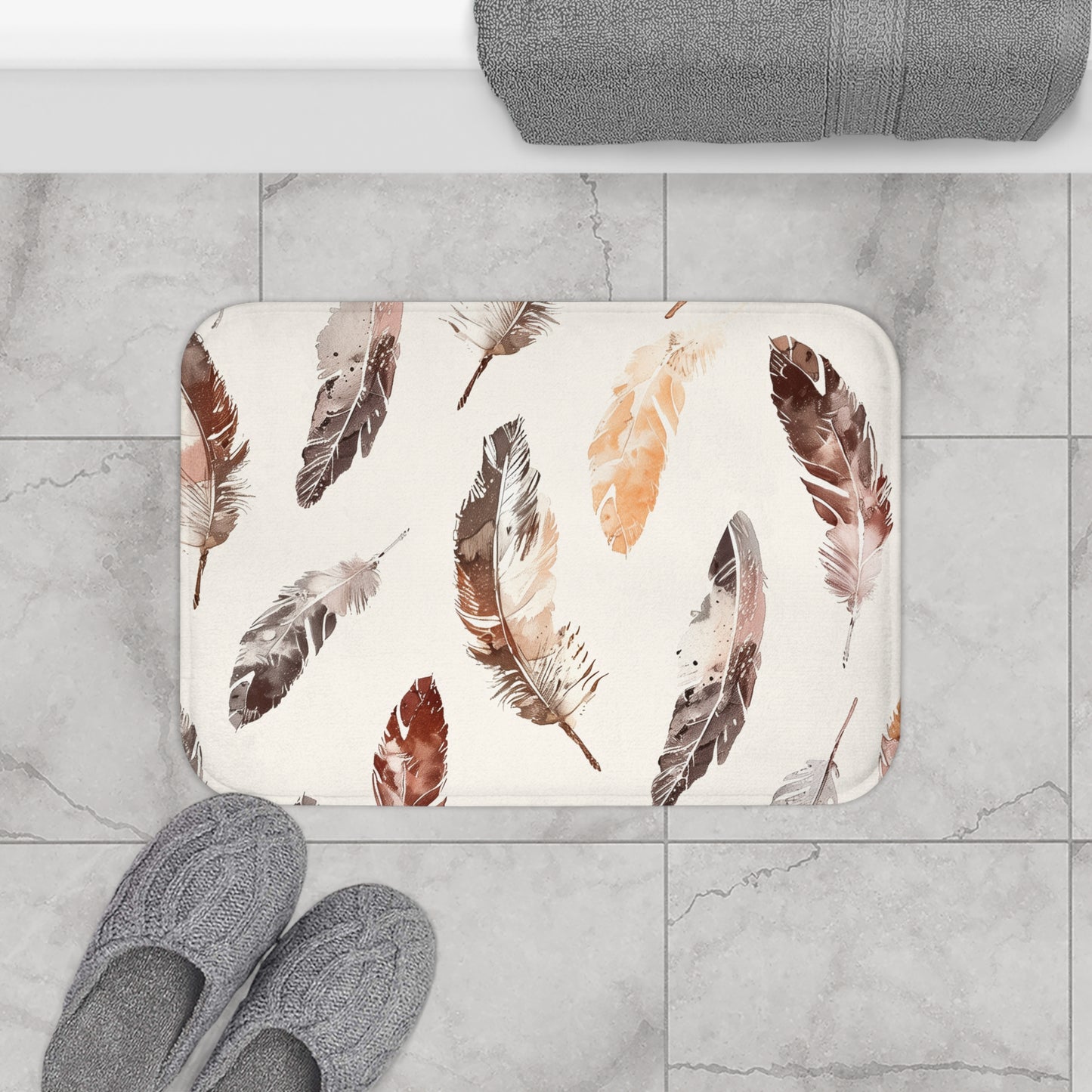 Boho Feather Bath Mat