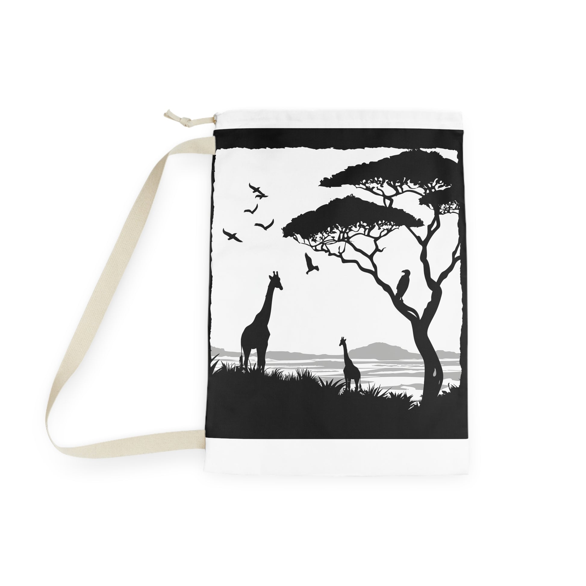 Eco-Friendly Wildlife Silhouette Laundry Bag - Nature-Inspired Laundry Room Essential