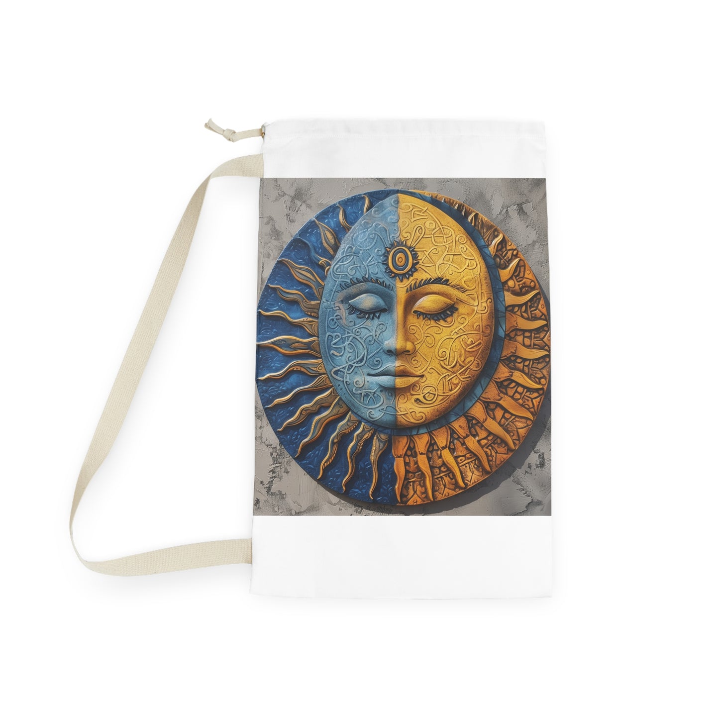 "Vibrant Mandala Sun & Moon Laundry Bag for Celestial-inspired Laundry Routine"