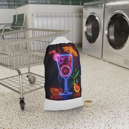 "Colorful Tropical Cocktail Neon Laundry Bag - Stay organized in style with this vibrant laundry accessory"