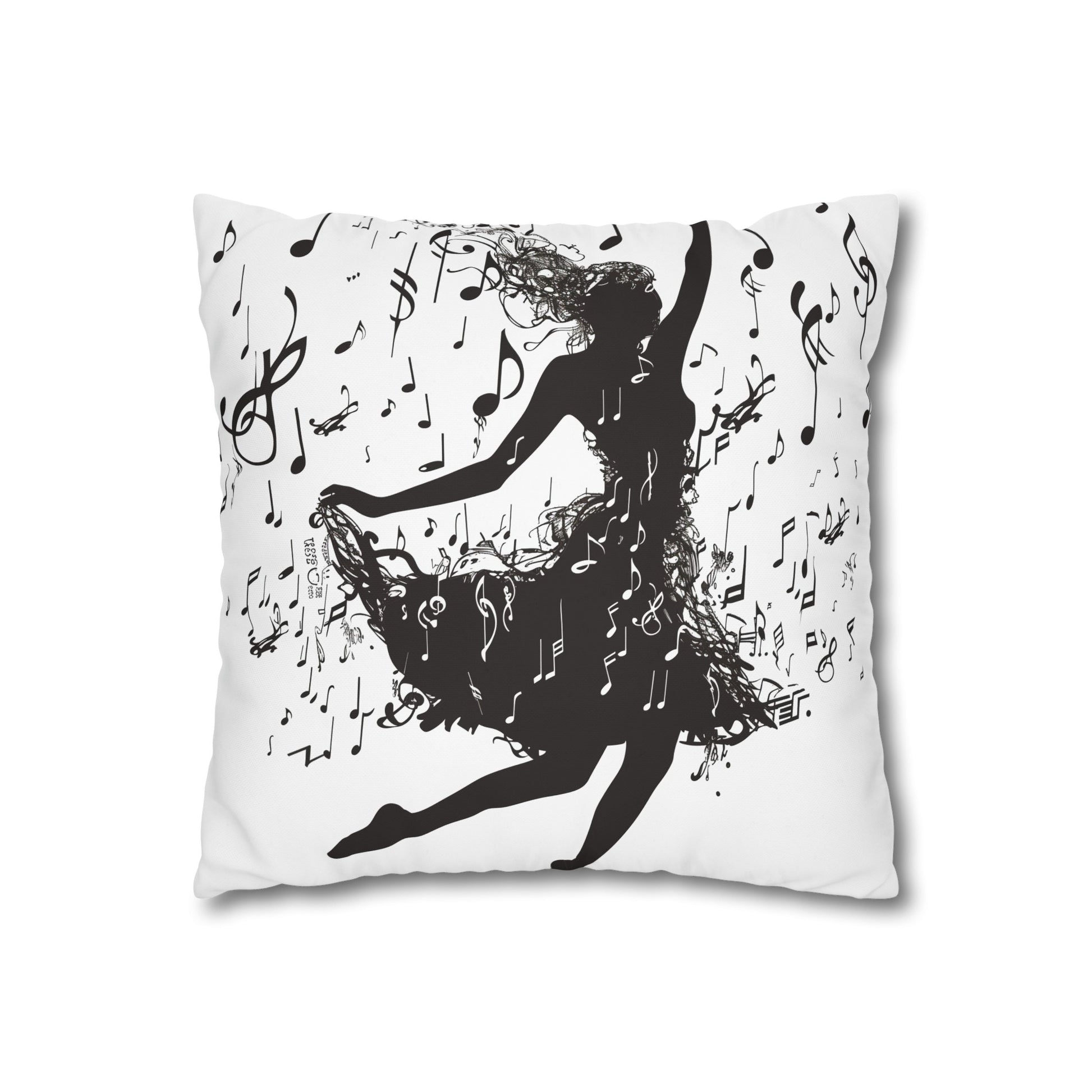 Elegant Rhythm & Grace Pillowcase with Dancer Silhouette and Musical Notes - High-Quality, Comfortable, Stylish, Perfect for All Seasons - Great Gift Idea - Shop Now!