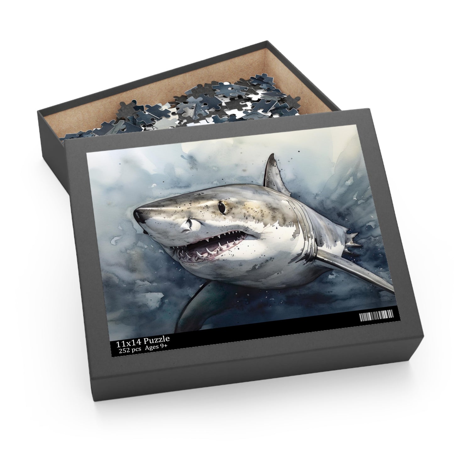 "Dive into the world of sharks with this thrilling Great White Shark jigsaw puzzle"