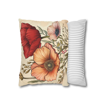 "Floral Whispers Pillowcase - Stylish, high-quality design with intricately detailed florals, perfect for all seasons"