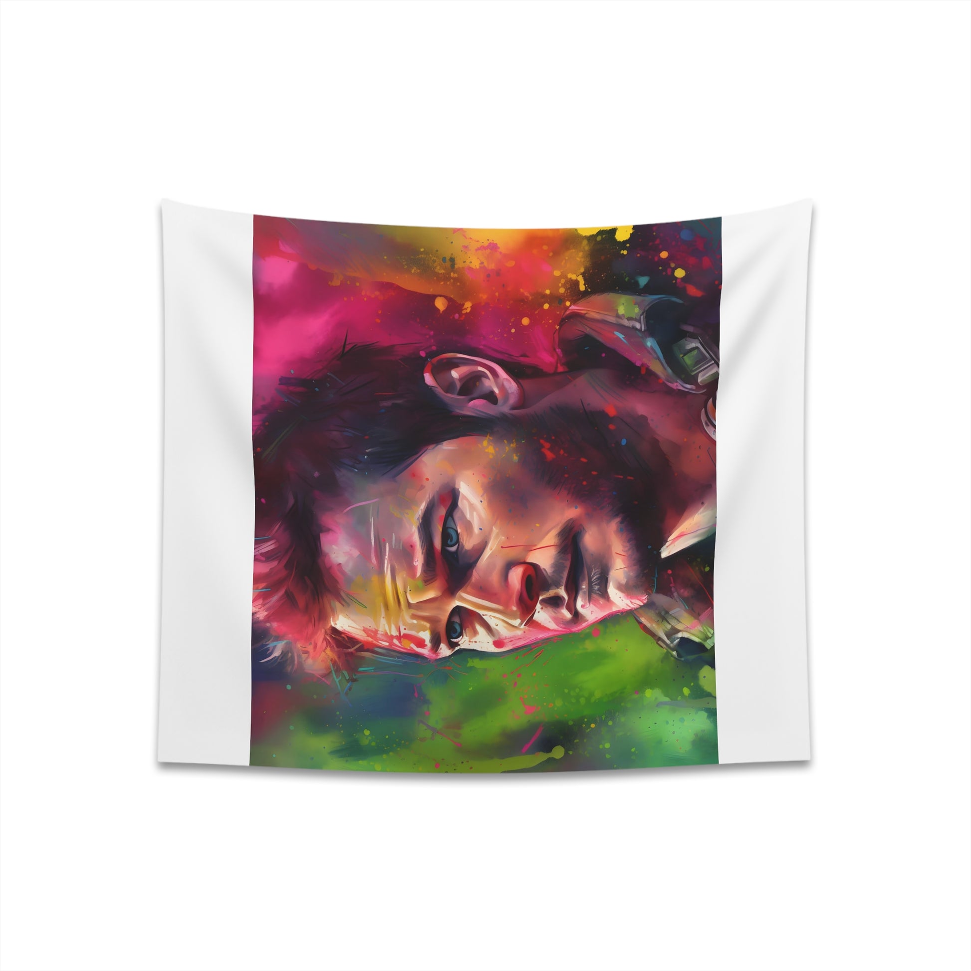 "Pratt in Neon Watercolor Tapestry: Vibrant Chris Pratt Artwork, Heroic Charm - Great Gift Idea"