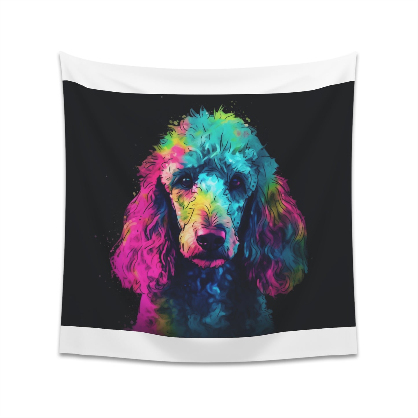 "Adorable Poodle Tapestry - Perfect for all seasons. Embrace the charm of curls with this high-quality and stylish home decor. Makes a great gift!"