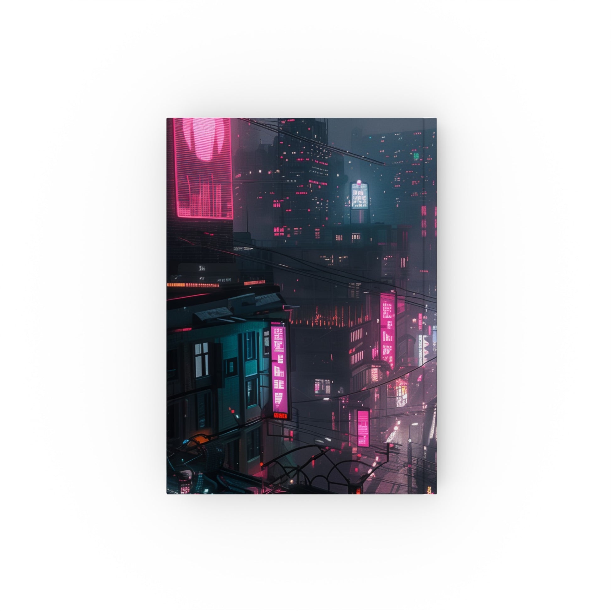 "Neon Dreams Cyberpunk Journal - Gritty cityscape design, perfect for digital adventures and dystopian dreams. High-quality material, versatile, and stylish. Great gift!"