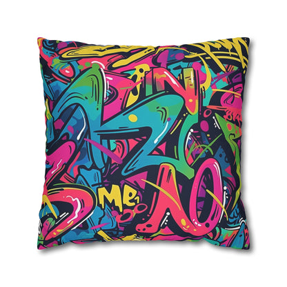 Neon Urban Graffiti Pillowcase - Add edgy urban cool vibe to your bedroom with bright neon colors seamless pattern.