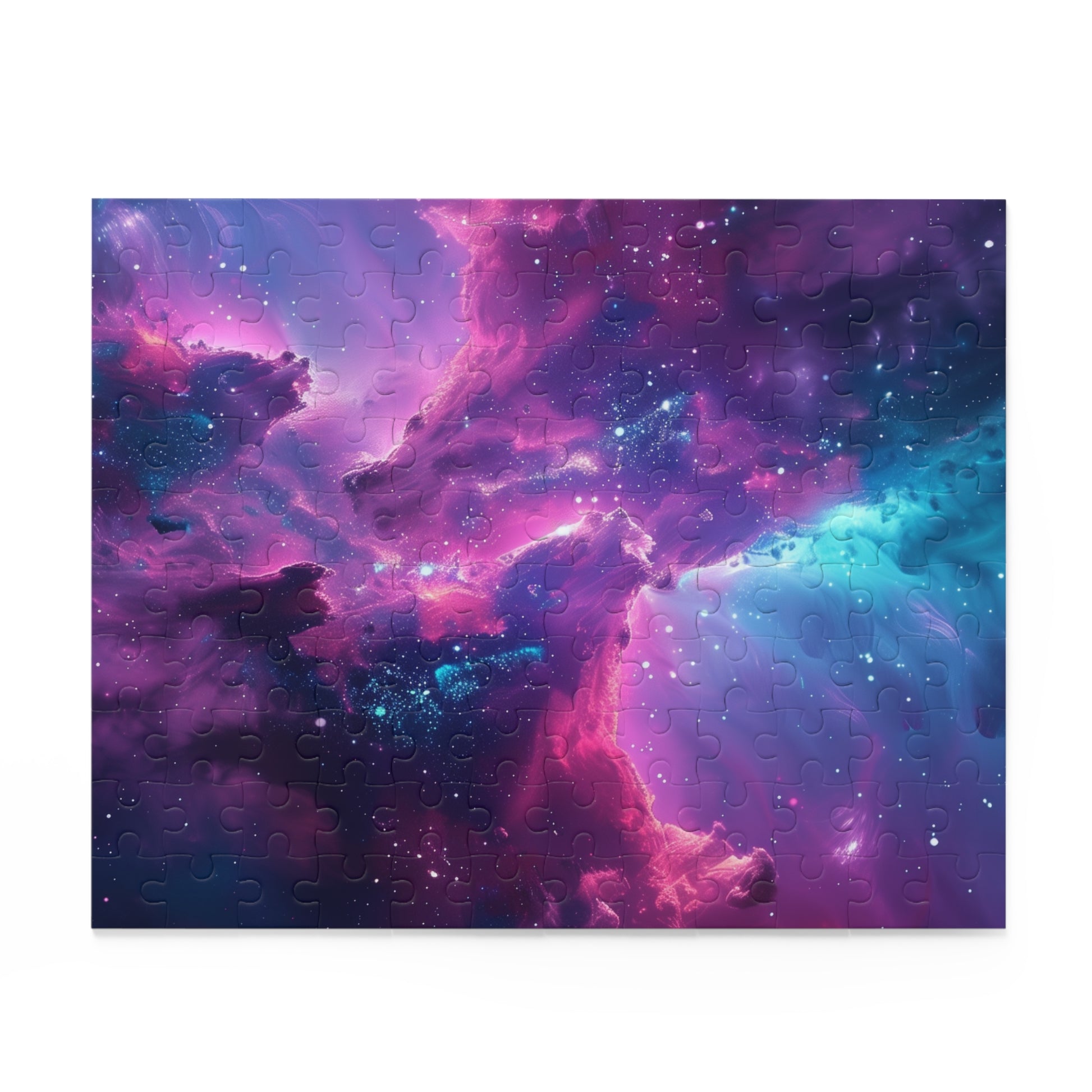 "Neon Space Galaxy jigsaw puzzle, vibrant celestial scene for puzzle enthusiasts"