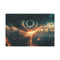 Giant Eye above a Burning City Stretched Canvas Wall Art
