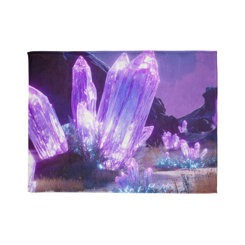 Neon Crystals Blooming in Wasteland Plush Fleece Throw Blanket