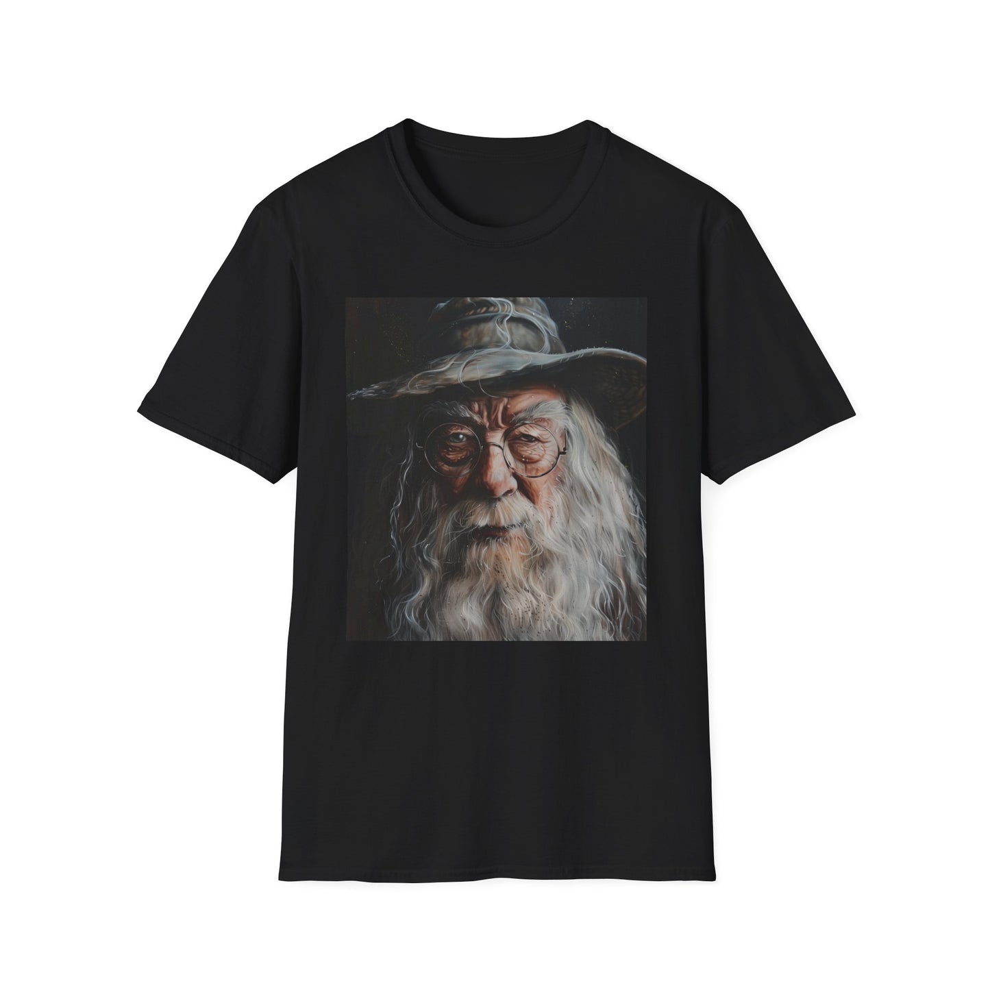 Sage Wisdom: The Enlightening Presence of Albus Dumbledore | T-Shirt | Beard, Dumbledore, Hogwarts, Legend, Magic, Painting, Robes, Wand, Wisdom, Wizard | Prints with Passion