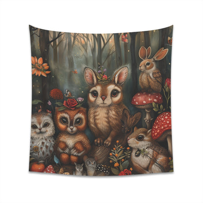 Woodland Enchantment Creature Tapestry - High-Quality, Stylish Décor for Nature Lovers