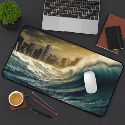 "Nature-inspired Tsunami Wave Desk Protector for workspace"