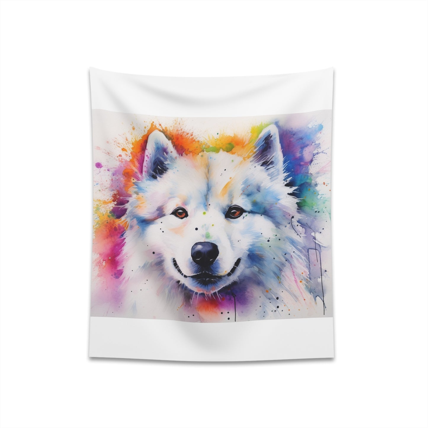 "Snowy Samoyed Tapestry: Adorable Fluffy Dog Design - Perfect Home Decor Gift"