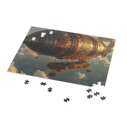 "Skybound Steampunk Airship Jigsaw Puzzle - Intricate design with vibrant colors, perfect for challenging your mind"