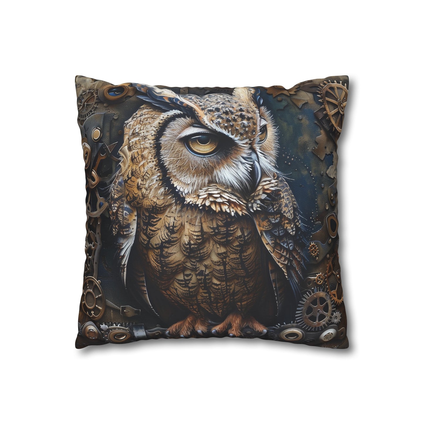 "Steampunk Clockwork Owl Pillowcase - High-quality, comfortable, and stylish design for all seasons. Makes a great gift! Shop now."