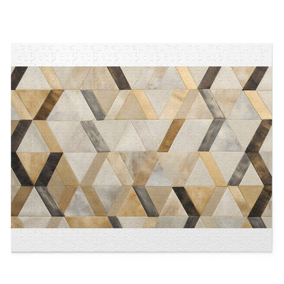 Luxurious Cream and Gold Modern Pearl Kilim Pattern Jigsaw Puzzle for Captivating Fun