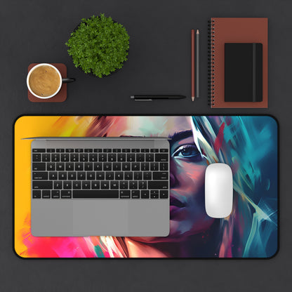 "Vibrant Neon Watercolor Margot Desk Mat - Brighten up your workspace with this durable and stylish desk accessory"