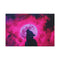 Silhouette of a Wolf Howling at a Neon Moon — Canvas Wall Art — Front Gallery-Wrapped Canvas View