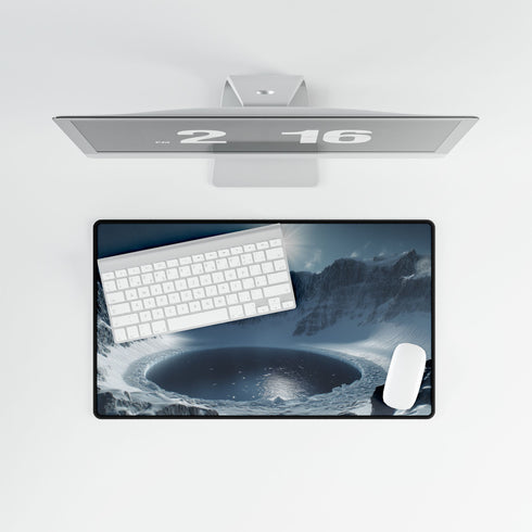 Frozen Exoplanet Crater Lake Sci-Fi Gaming XXL Extended Desk Mat - View 8 | Prints With Passion