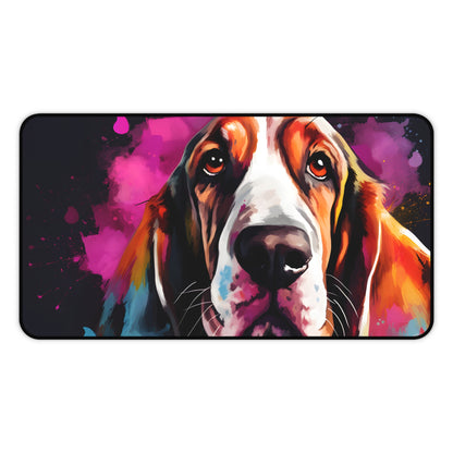 Adorable Basset Hound Desk Mat - Protects desk surface with playful charm