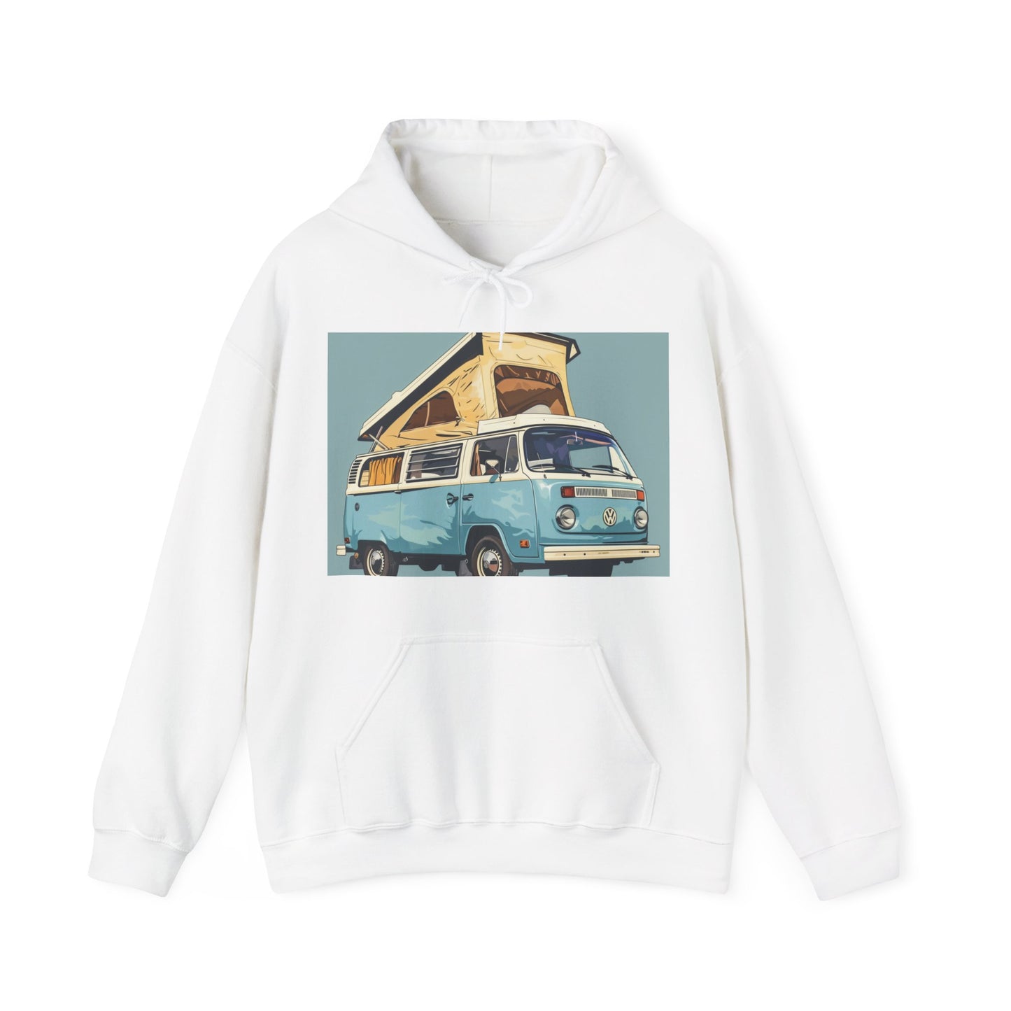 Tranquil Trails: Embrace the Simple Joys of Freedom and Nature in This Vintage Camper Van Hoodie