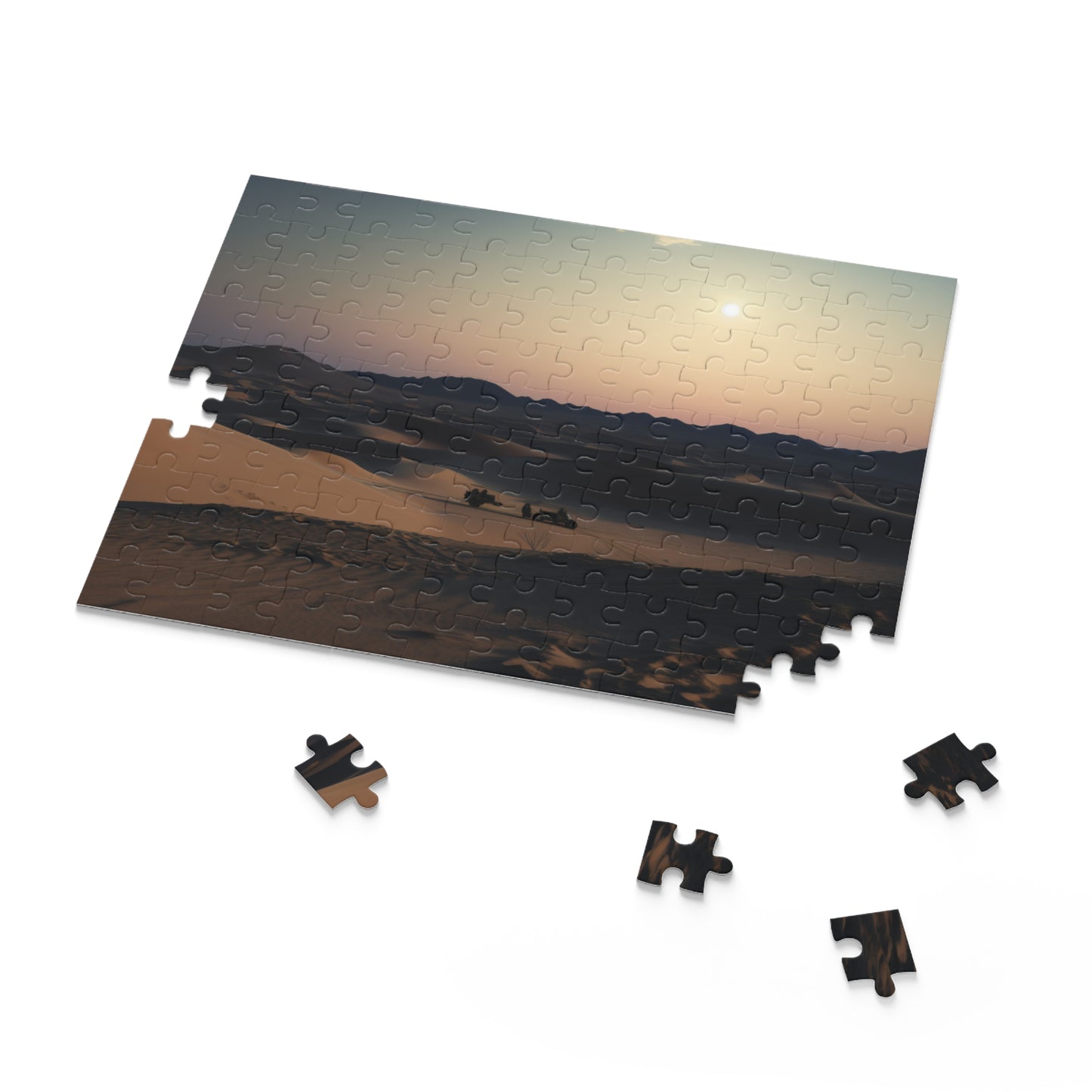 "Explore the Moonlit Desert Sands Puzzle for a tranquil evening escape"