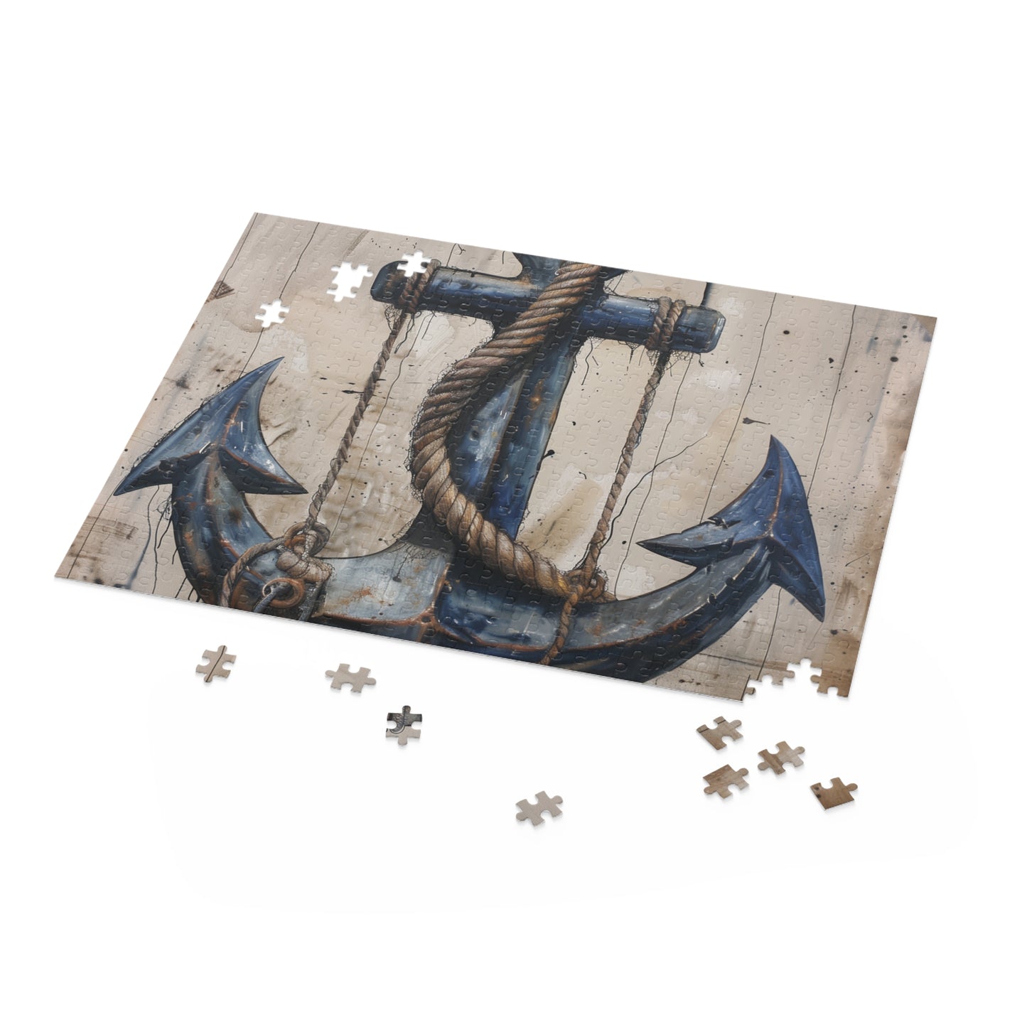 "Anchor and rope nautical jigsaw puzzle for ocean lovers, challenging seafaring adventure"