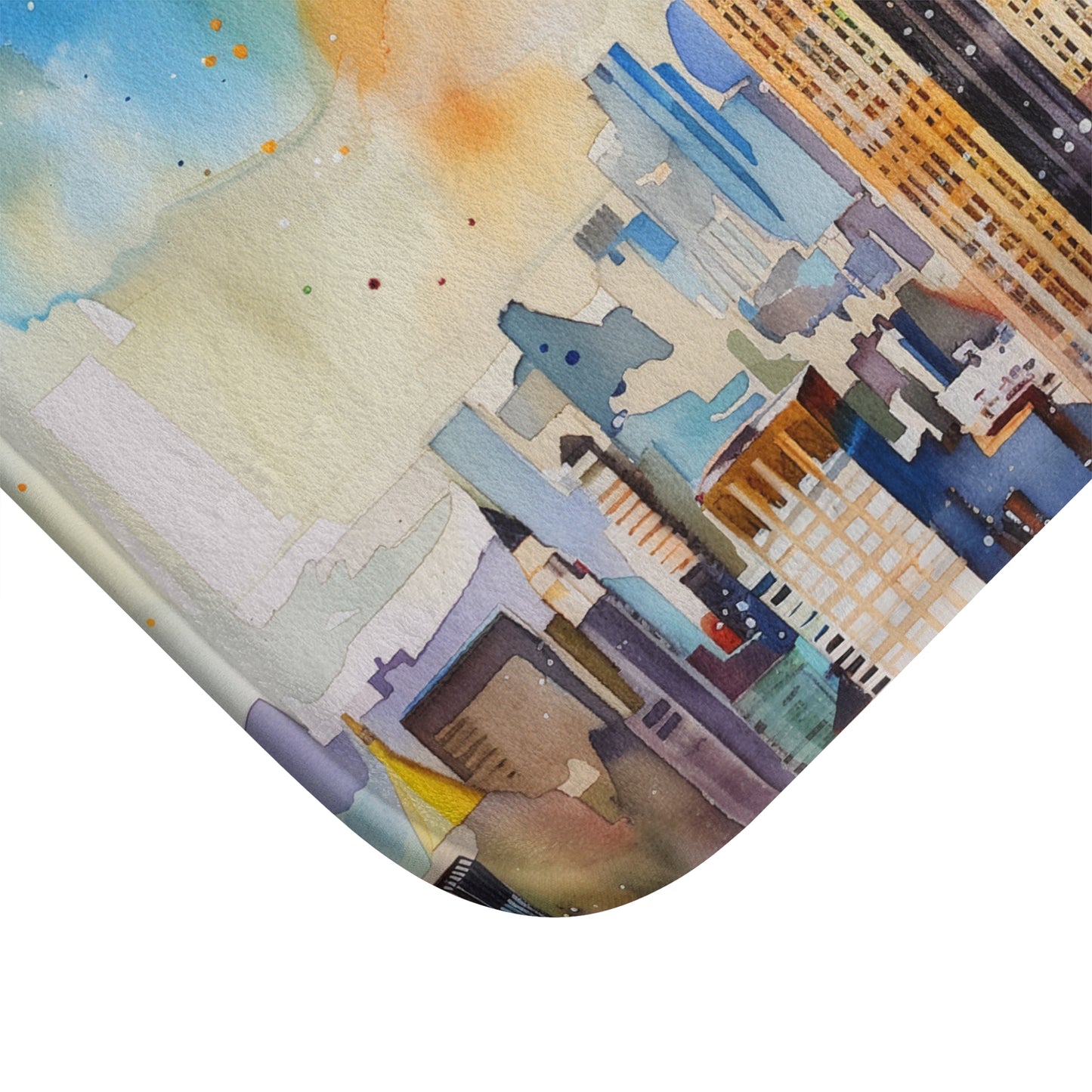 Empire State Watercolor Bath Mat