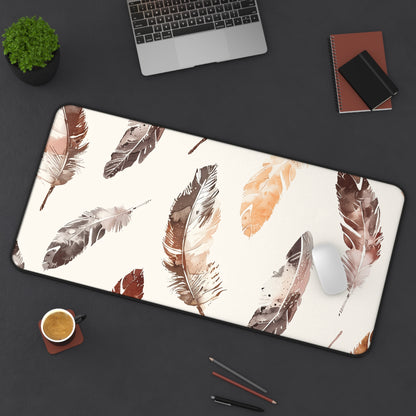 Boho Feathers Desk Mat | Desk Mat | Accessories, Back-to-School, Desk, Fall Bestsellers, Home & Living, Mouse pad, Mouse Pads, Mousepad, Seasonal Picks, Stationery, TikTok | Prints with Passion