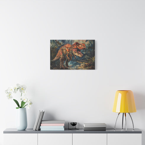 T-Rex Dinosaur — Canvas Wall Art — Kiln-Dried Pine Frame & Ready-to-Hang Back View
