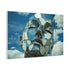 Mirror Fragments Forming a Face in Sky Stretched Canvas Wall Art