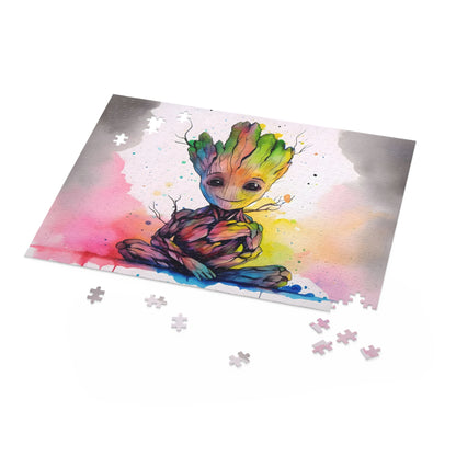 Neon Baby Groot Watercolor Puzzle.