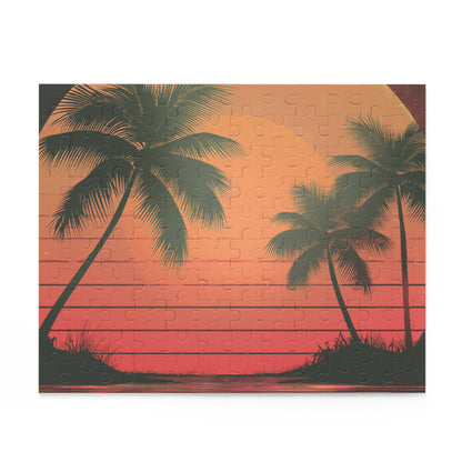 "Relaxing Palm Tree Sunset Jigsaw Puzzle for Tranquil Evening - 500 Pieces"