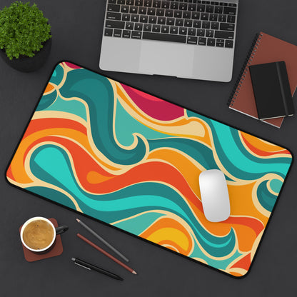 "Vibrant Retro Waves Desk Mat for Stylish Workspace - Colorful seamless pattern adds personality to desk"