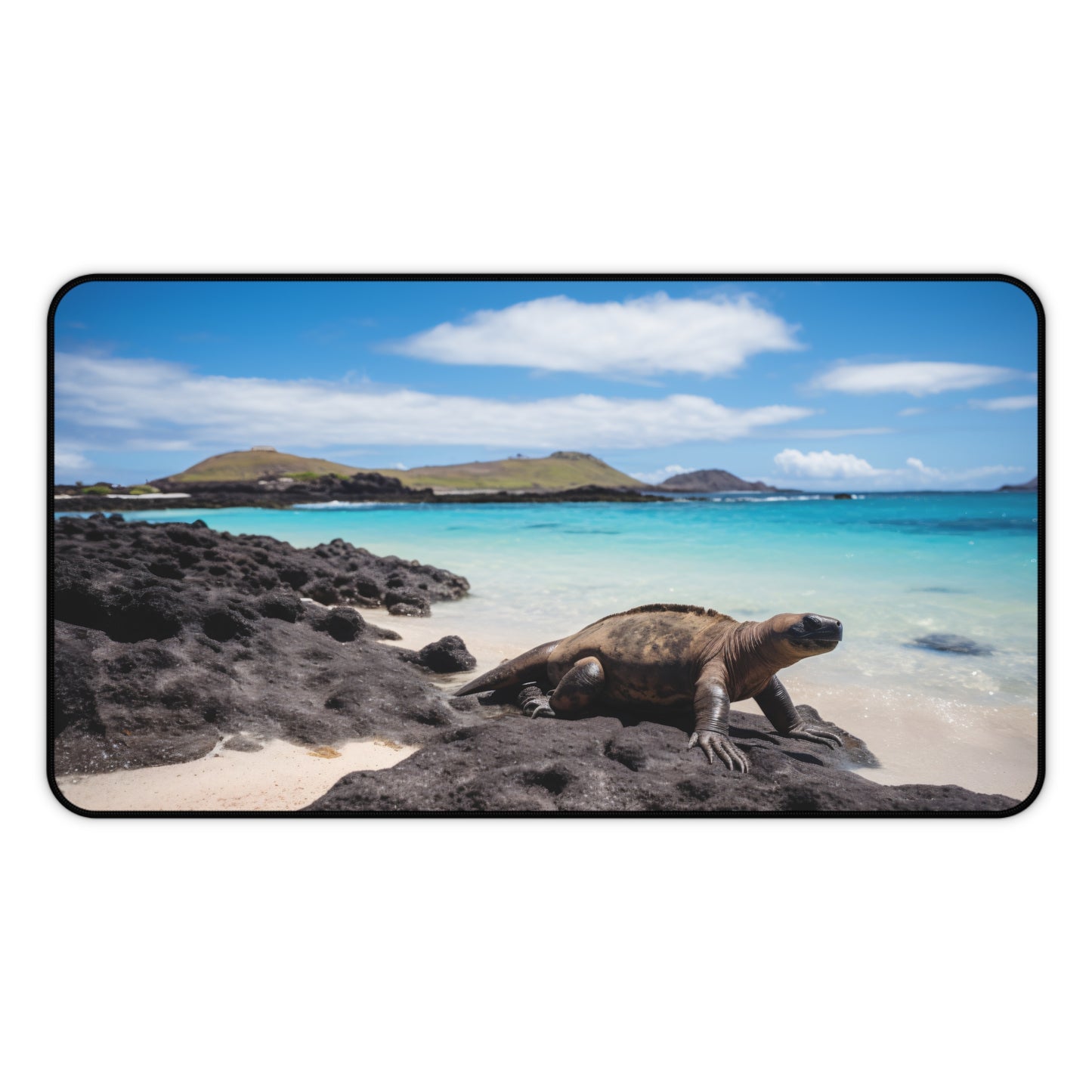 "Galapagos Islands desk mat with stunning wildlife and landscape images for your workspace"