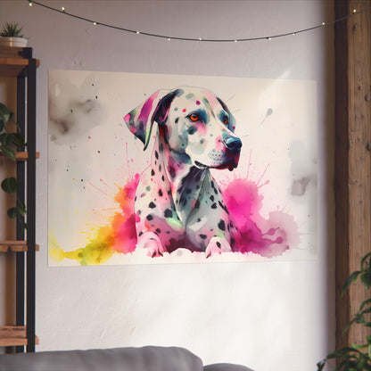 the poster showcases the breed's playful yet graceful demeanor. Perfect for dog enthusiasts or anyone seeking a stylish and distinctive touch to their décor