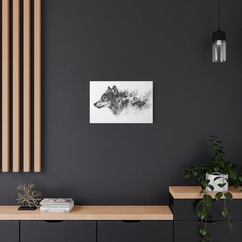 Ink Wolf Morphing into Smoke — Canvas Wall Art — Product Detail View 5