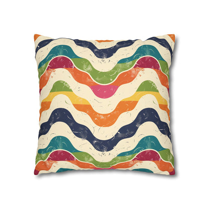 "Vibrant Retro Waves Pillow Case - Bold statement piece for bedroom decor, seamless pattern design"