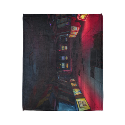 Abandoned Arcade Glowing in the Dark Plush Fleece Throw Blanket