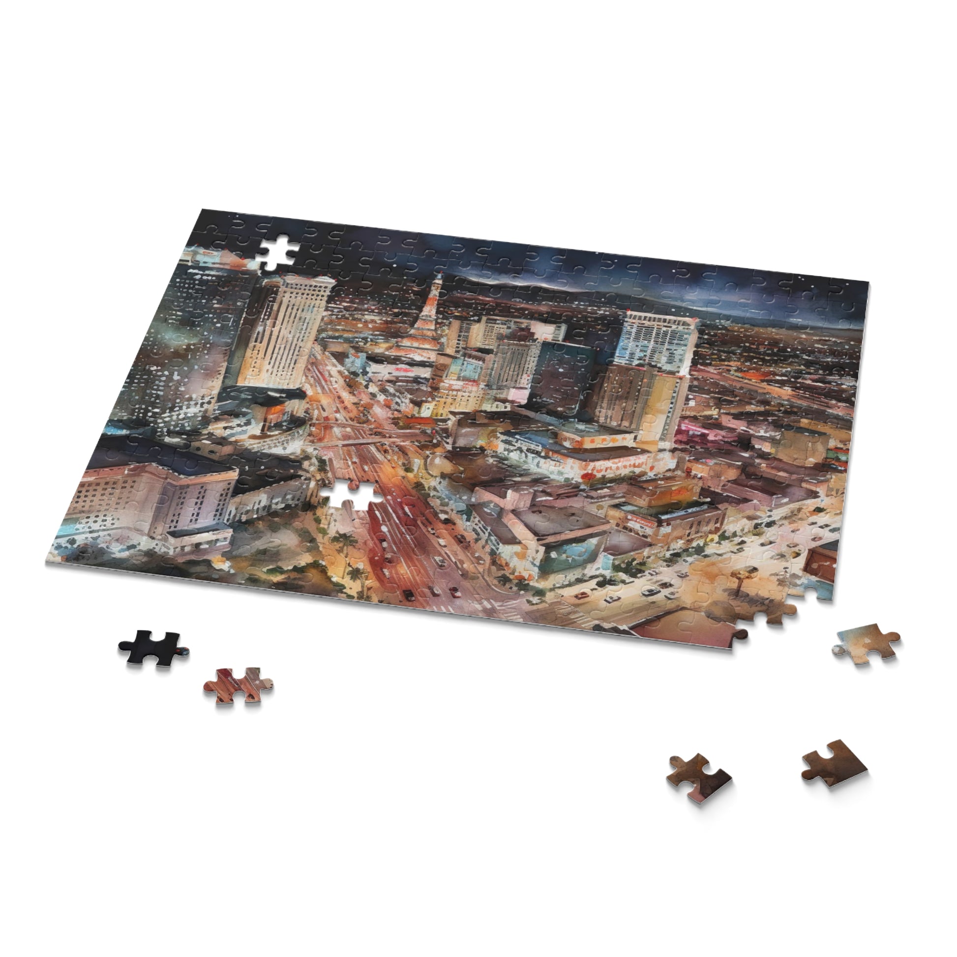 "Vegas Night Jigsaw Puzzle - Dive into the glitz of Las Vegas with this vibrant and entertaining puzzle"