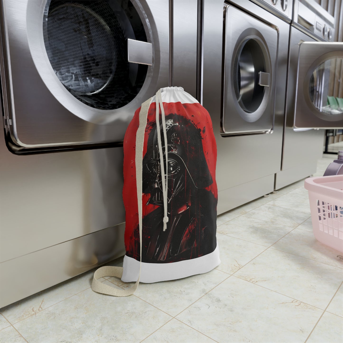 "Black Darth Vader Sith laundry bag for Star Wars fans, keep laundry organized with iconic villain design"