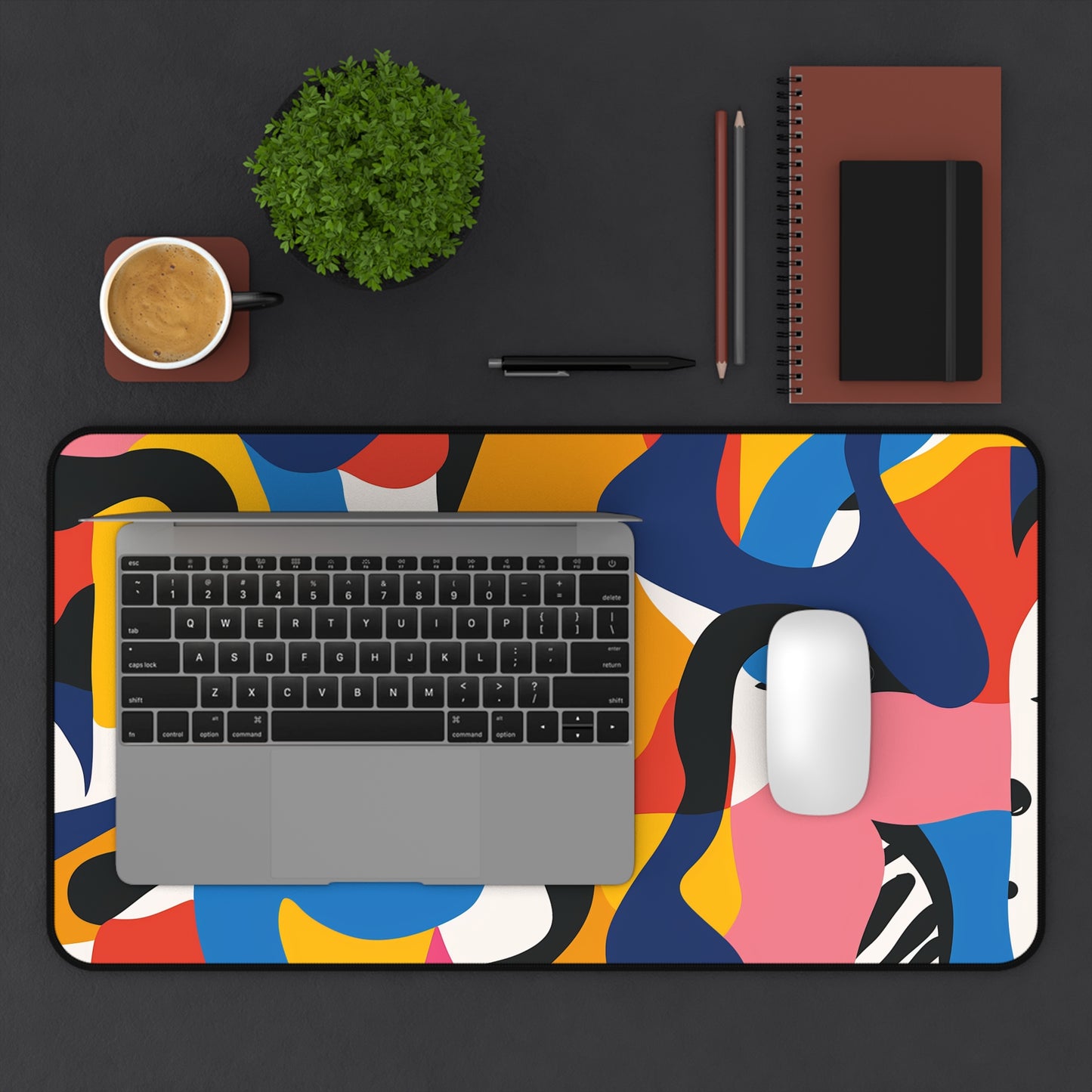 Abstract Bold Bright Desk Mat - Elevate your workspace with this modern, eye-catching seamless patterned desk accessory, keeping your workspace protected and stylish. Perfect for adding some flair to your desk setup.