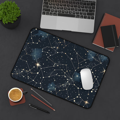 "Starry Night Desk Mat - Cosmic constellation design for astronomers and stargazers"