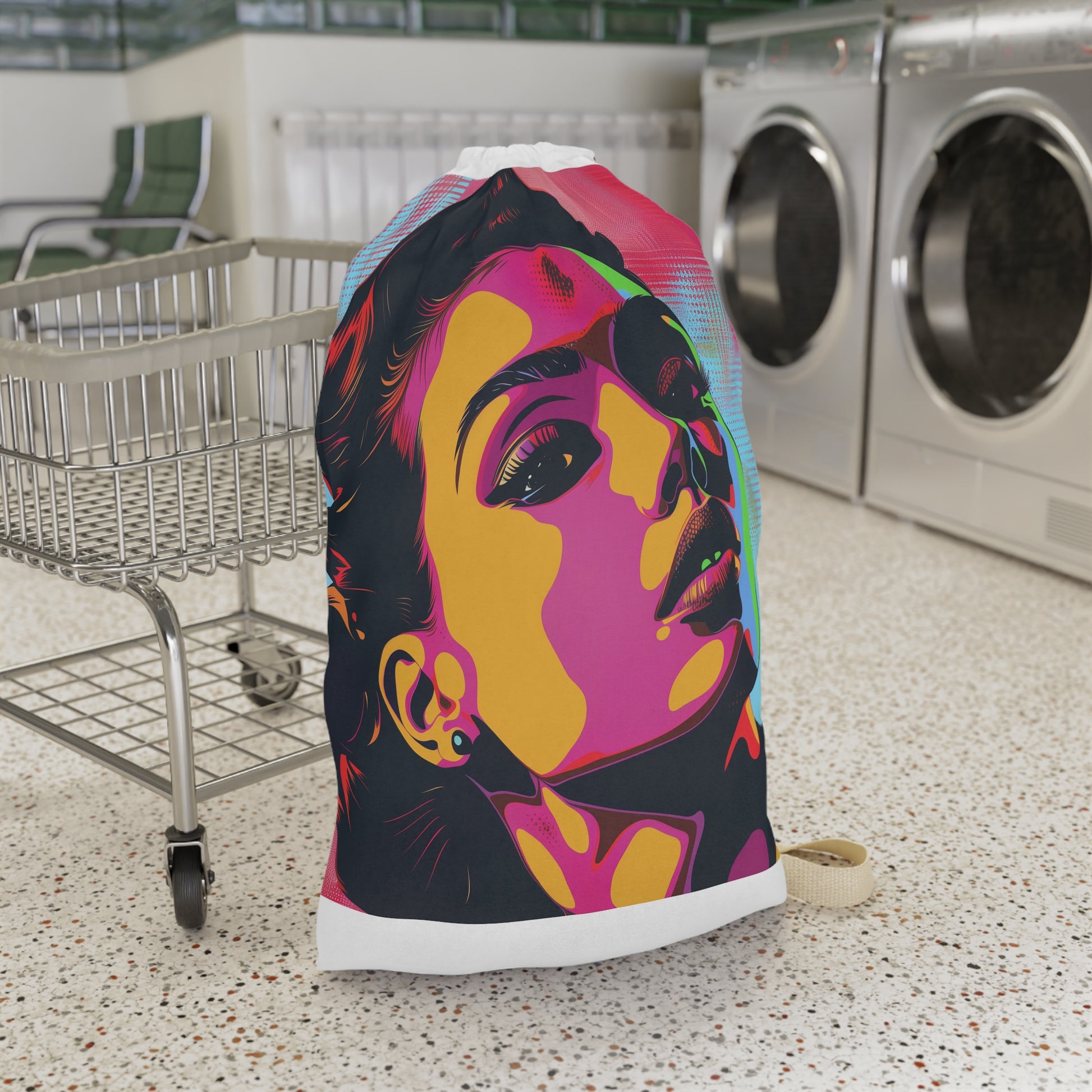 "Colorful Pop Art Laundry Bag - Fun and functional laundry room accessory with stylish design"