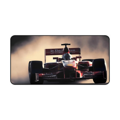 High-speed F1 racing desk mat for motorsport enthusiasts and gamers - experience the thrill of the racetrack at your desk.