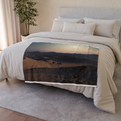 Mystical night blanket with sand dunes and full moon