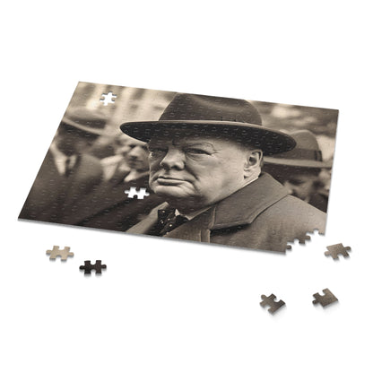 Churchill's WW2 London Puzzle - Piece Together Resilient Spirit of Churchill Leading London Through Dark Times - Iconic History Moment Jigsaw Puzzle