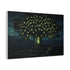 Tree with Leaves as Glowing Runes — Canvas Wall Art — Side Profile & Stretched Corner Detail