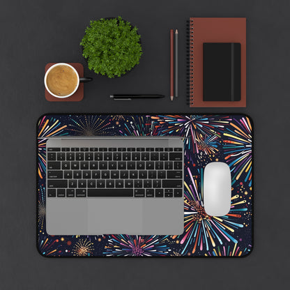 "Vibrant Fireworks Festive Desk Mat for Creative Workspaces"